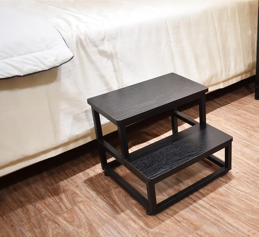 Step Stools for Adults Kids, Heavy Duty Sturdy Metal Frame Hold Up to 500 Lbs Capacity for Kitchen Bathroom Bedroon -Black