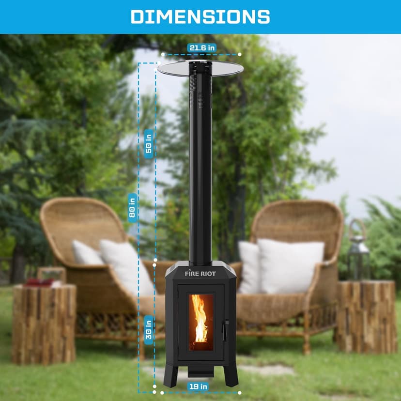 75,000 BTU Outdoor Patio Heaters, Wood Pellet Outdoor Patio Heater with Glass Window, Pellet Heaters for Outdoor Use, Home, Gardens & Commercial