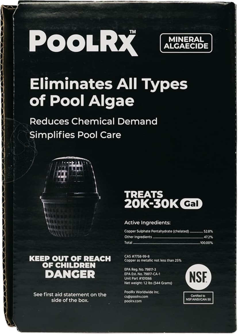 Pool RX 101066 6 Month Algaecide Treats 20k-30k gallons, Black
