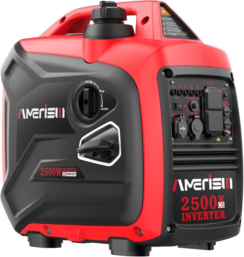 2500-Watt Gas Powered Portable Inverter Generator, CO Sensor, Super Quiet for Home Backup, Emergency, Camping, EPA Compliant 2025 Version