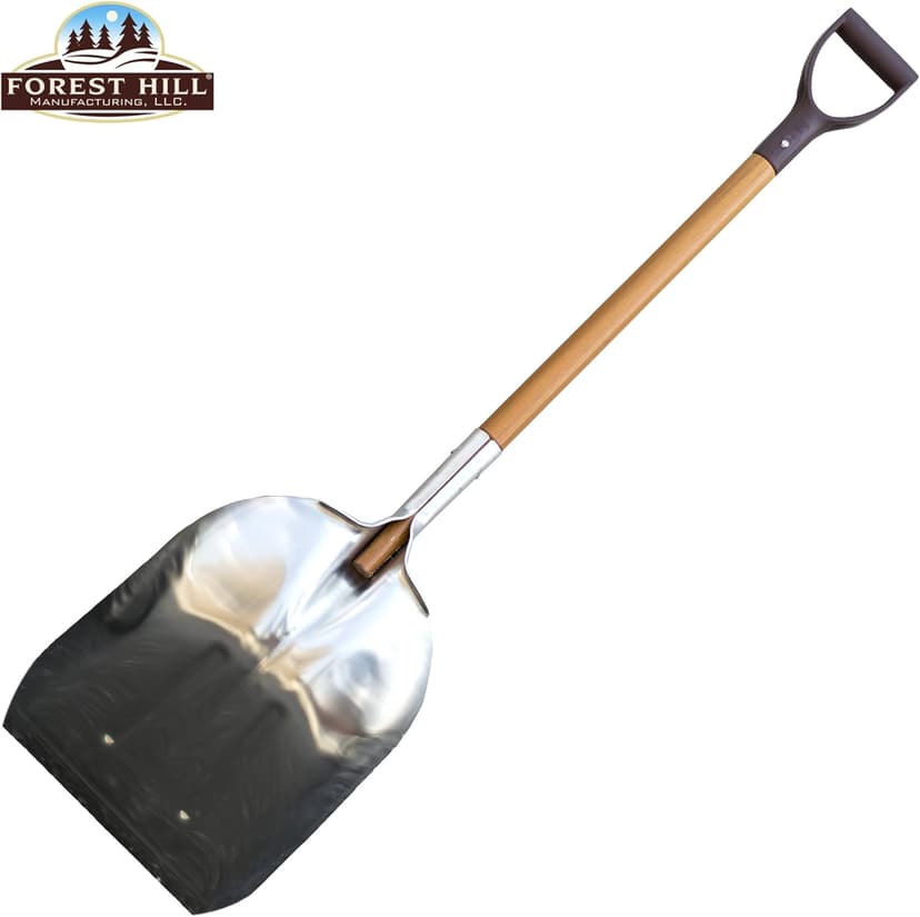 FOREST HILL Manufacturing Heavy Duty Super Tuff Aluminum Straight Edge Scoop Shovel (.125 Thick Aluminum, 52-Inch)