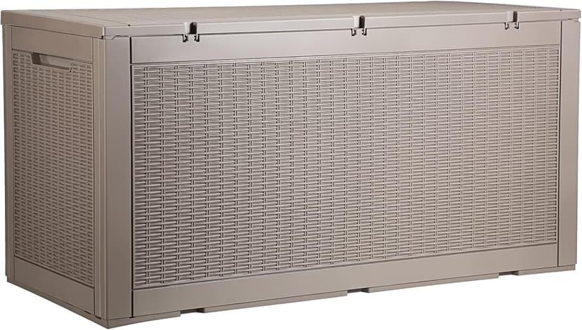 VEVOR Deck Box, 100 Gallon Outdoor Storage Box, 48.0" x 21.5" x 24.5", Waterproof PP Deckbox with Aluminum Alloy Padlock, for Patio Furniture, Garden Tools, Outdoor Cushions, Gray