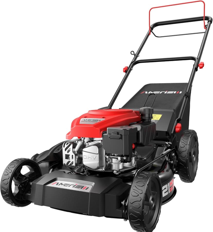 21" Steel Deck Self-Propelled Lawn Mower, 170cc OHV Engine with Forced Air-Cooling System, 3-in-1 Mulching, Rear Bag & Side Discharge, 6 Adjustable Cutting, Easy Assembly & Maintenance, AV8621S1