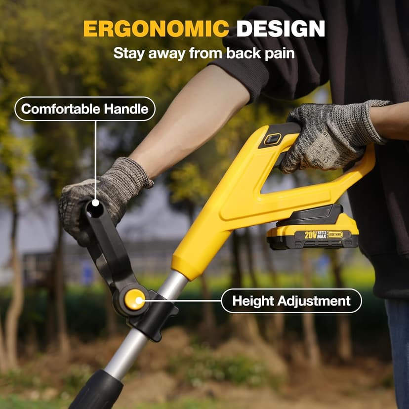 Alloyman 20V Cordless Tiller Cultivator, 360RPM Electric Garden Tiller, with 2 * 2.0Ah Batteries & Charger, 9In Tilling Width and 6.6In Depth Garden Rototiller for Lawn/Gardening/Soil Cultivation