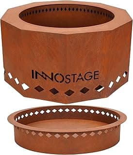 Outdoor Fire Pit - 24" Smokeless Wood Pellet Fire Pits Large for 4-6 People Campfire-Weathering Steel Material