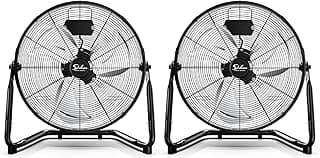 Simple Deluxe 20 Inch 3-Speed High Velocity Heavy Duty Metal Industrial Floor Fan for Warehouse, Workshop, Factory and Basement, Black, 2 Pack