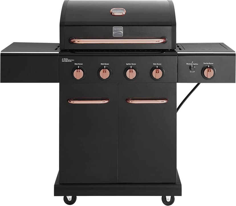 Kenmore 4 Burner Cabinet Style Propane Gas BBQ Grill with Searing Side Burner, 52000 Total BTU, Black and Copper | Kenmore Grill Cover for Outdoor Grill, 56 Inch, Waterproof