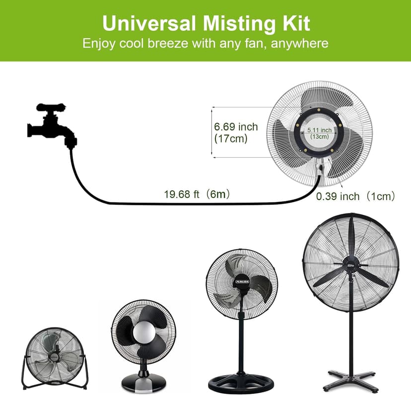 Fan Misting Kit. Fan Misters for Cooling Outdoor, Integrated Mister Ring for Outside with Water Valve, Misters for Outdoor Fan. Fit for Any Outdoor Fan. Durable, Seamless Fan Mister not Easy to Leak.…