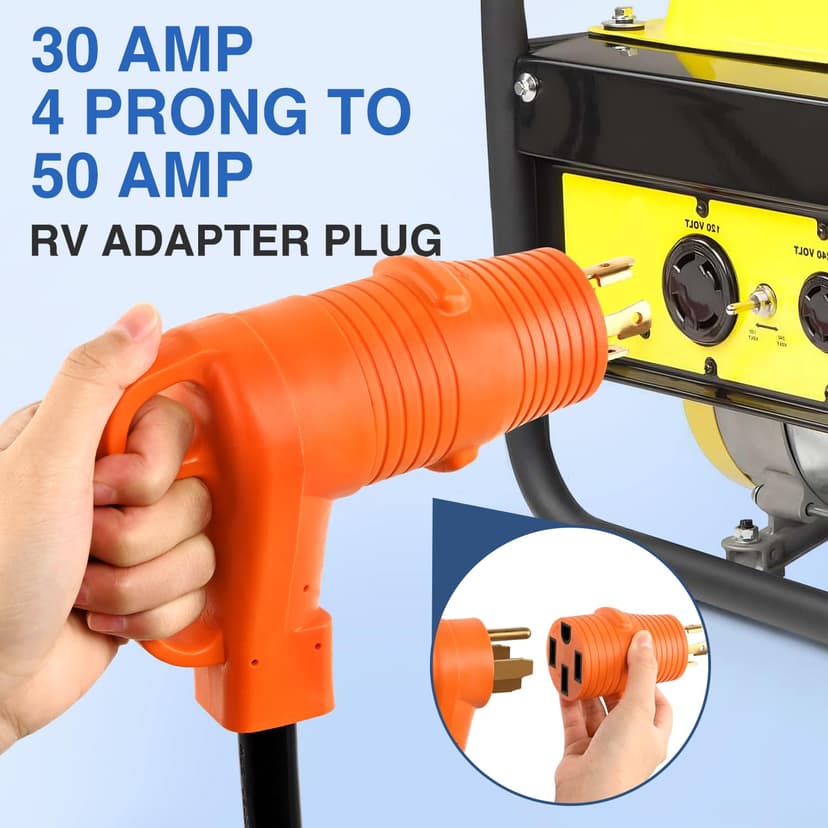 Nilight 30Amp to 50Amp RV Power Adapter 4Prong Generator Twist Plug L14-30P 14-50R 30A Male to 50A Female Receptacle for RVs Camper Caravan Electrical Converter