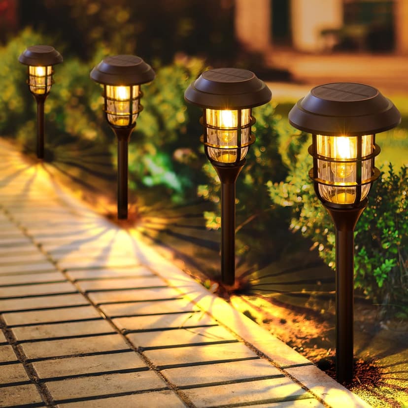 LETMY Solar Pathway Lights Outdoor, 8 Pack Bright Solar Lights Outdoor, IP65 Waterproof Auto On/Off Solar Garden Lights Solar Powered Landscape Lighting for Yard Patio Walkway Driveway
