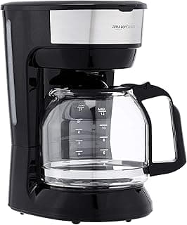 Amazon Basics 12-Cup Coffee Maker with Reusable Filter, Coffee Pot, Coffee Machine, Black and Stainless Steel