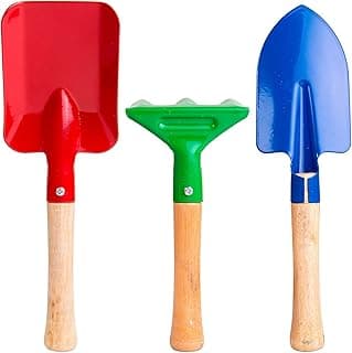 8" Long Gardening Tools for Kids, 3-Piece Kids Garden Tools with Rake,Shovel and Trowel