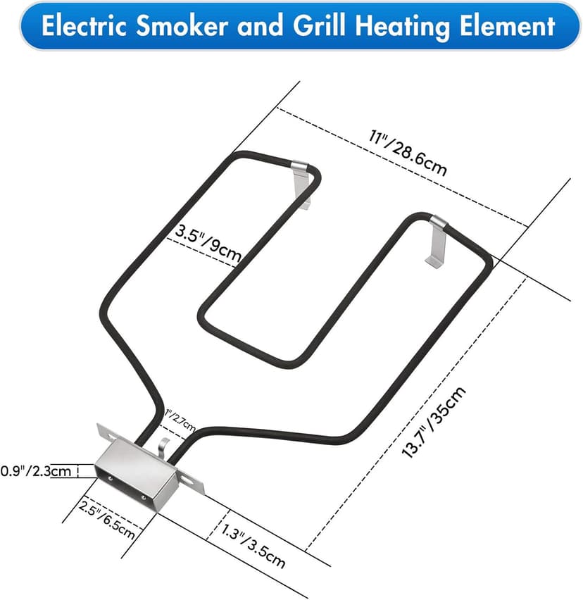 Stanbroil Replacement Part Electric Smoker and Grill Heating Element with Adjustable Thermostat Cord Controller for Most Smokers and Grills, 1500W