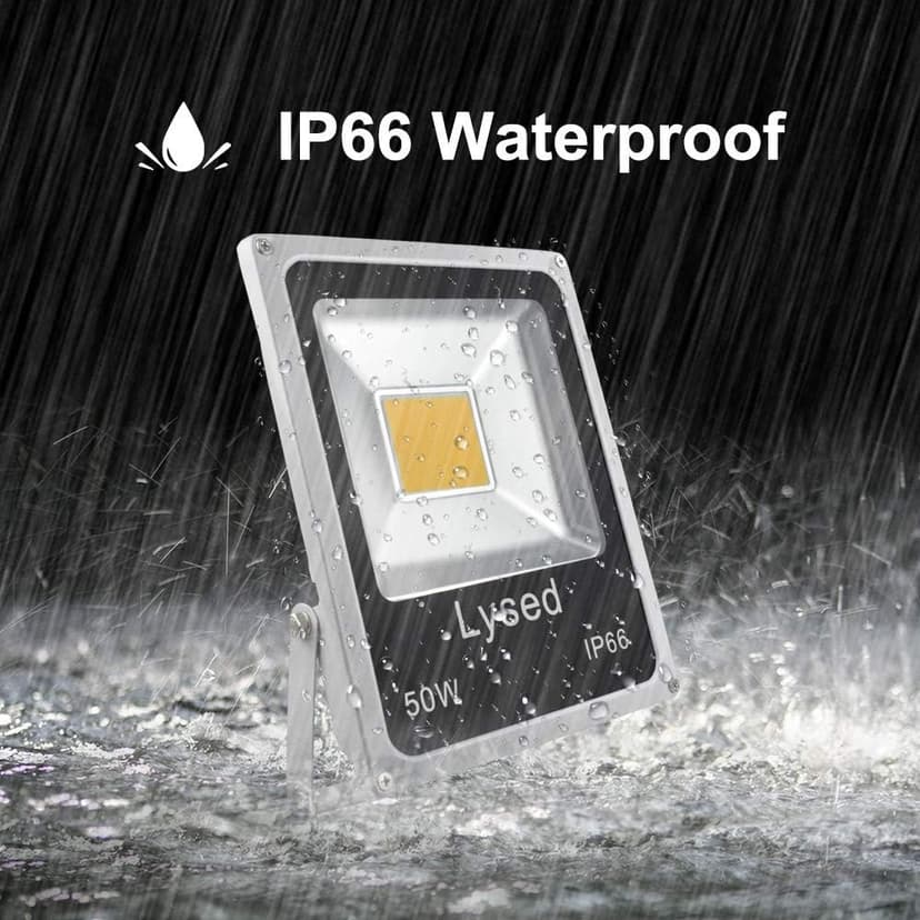 50W 12V LED Flood Light Warm White, DC 12V-60V Low Voltage Flood Lights Security Light for Garden, Wall, Super Bright Work Lights for Tree, Yard, Boat, House, IP66 Waterproof 2 Pack