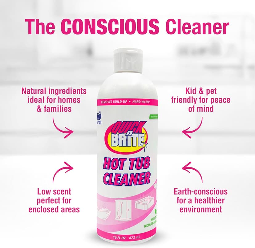 Quick N Brite Heavy Duty Hot Tub Cleaner Kit - Non-abrasive Cleaning Gel with Sponge and Cloth, 16 oz. (Packaging May Vary)