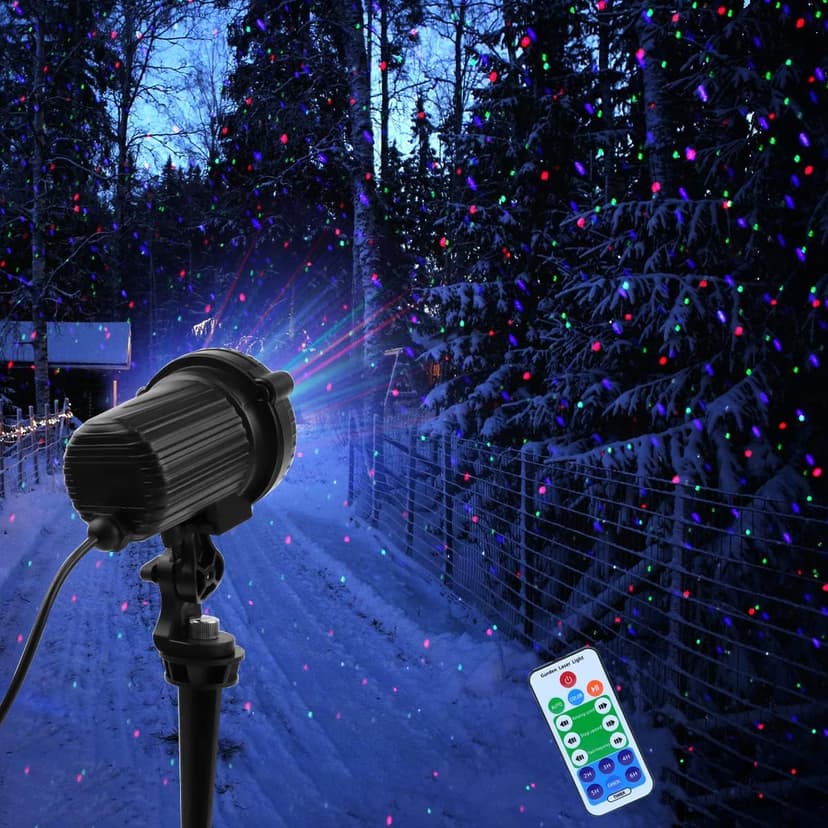 Laser Christmas Lights,Outdoor Garden Laser Lights Projector, Motion Star 3 Color Red Green Blue,Water Proof,Suitable for Outdoor Garden Decorative