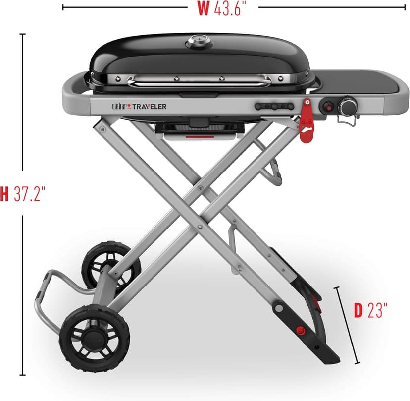 Weber Traveler Portable Gas Grill, Black