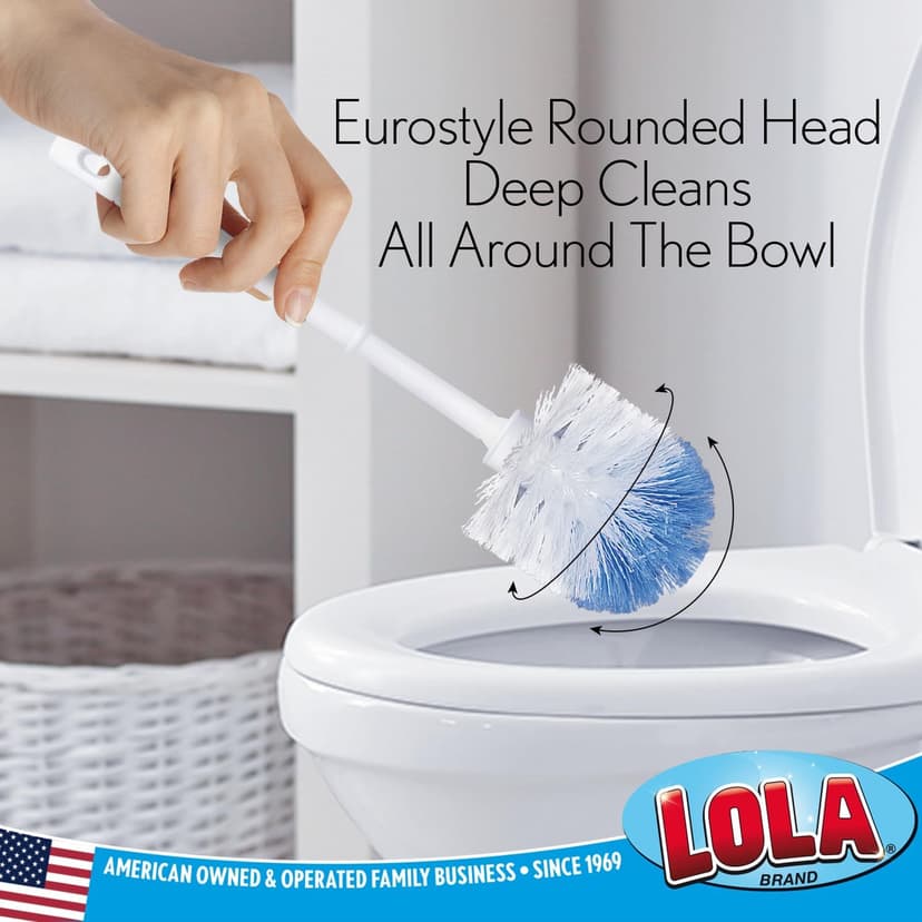 Lola Products “Classic” Toilet Brush, Durable Fiber Stiff Bristles, Bathroom Toilet Bowl Cleaner, Compact Size, Non-Scratch, Long-Lasting - 1 Pack