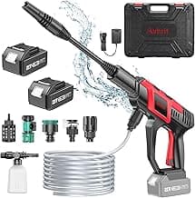 Cordless Pressure Washer - 1100 PSI BRUSHLESS Portable Cleaner with 2X 4.0Ah Batteries,3 Faucet Adapters,Garden Hose Connector,2 Adjustable Modes with 0-180° Nozzle,Car Washing Gun/Patios/Boats