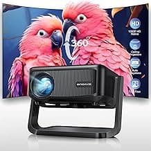 [360°Adjustable Stand] Mini Projector with WiFi and Bluetooth: Electric Focus & Auto Keystone 1080P 500 ANSI Bluetooth Projector, ONOAYO AY3 Portable Movie Phone Projector for Home Upgrade Black