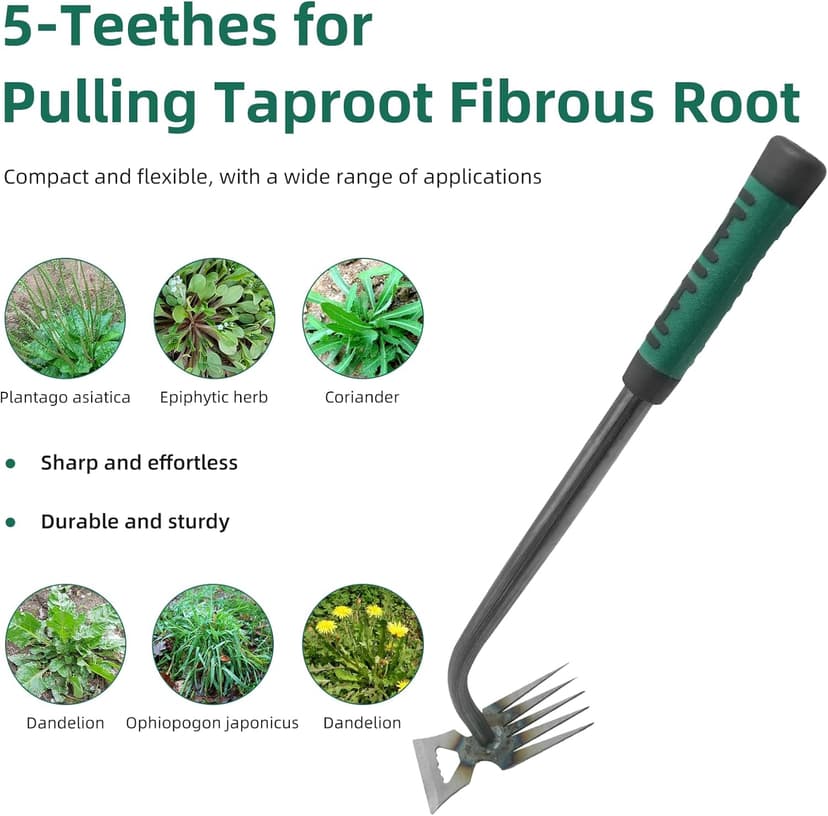 Weed Puller Tool, Gardening Hand Weeder Tool, 5 Teeth Manganese Steel Forged Hand Pulling Weeder, New Weeding Artifact Uprooting Weeding Tool for Vegetable Gardening Backyard Farm Planting & Weeding