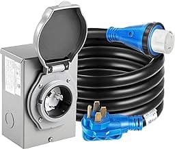 50 Amp Generator Cord and Power Inlet Box, 15FT Generator Cords 50 Amp,125V/250V Generator Power Cord NEMA14-50P/SS2-50R Twist Lock Connector