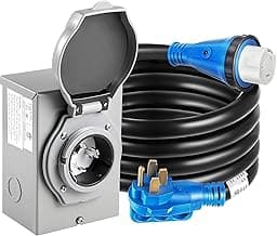 50 Amp Generator Cord and Power Inlet Box, 15FT Generator Cords 50 Amp,125V/250V Generator Power Cord NEMA14-50P/SS2-50R Twist Lock Connector