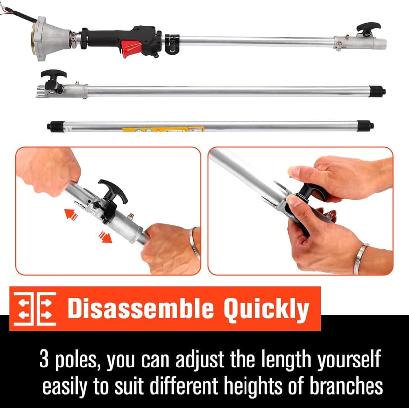 Pole Saw Gas Powered, 58CC Extendable Reach to 16FT, 2 Cycle Powerful Gas Pole Saw 11.5inch Guide Bar Gas Pole Saws for Tree Trimming,Upgrade