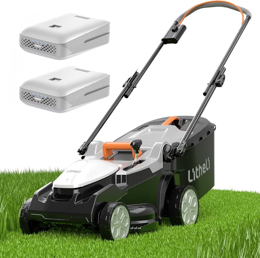 Litheli 40V (2 x 20V) 16" Electric Lawn Mower Cordless, Walk Behind Lawn Mower with 6-Height Adjust, Portable & Lightweight Push Battery Powered Lawn Mower (2 * 4.0AH Batteries Included)