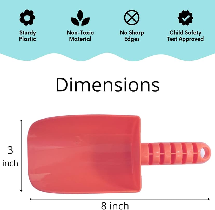 4E's Novelty 4 Pack Beach Shovels 8 Inch, Heavy Duty Plastic Sand Shovel for Kids, - Great for Planting Gardening Shovels for Toddlers, Outdoor Digging Sandbox Toys, Easter Basket Stuffers