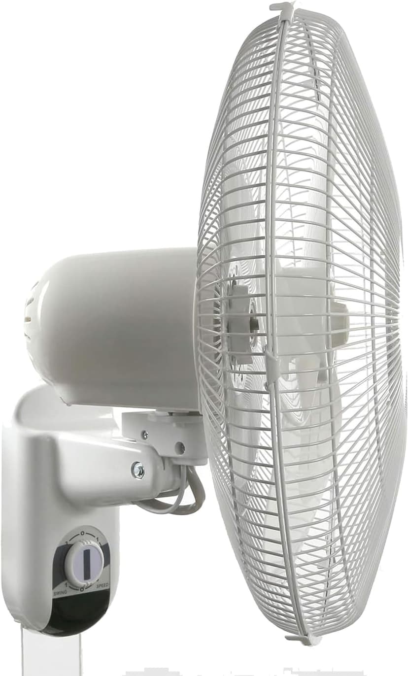 Hurricane Classic Oscillating Wall Mount Fan w/ 3 Quite Speeds, White, 16" - Corded Electric Air Cooling Unit w/Easy Pull Cord Controls for Home, Grow Tents, Offices, Sheds, Studios, Garages & Dorms