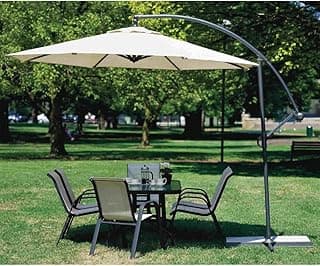 Coolaroo 90% UV Block Adjustable Freestanding Cantilever Umbrella with Two Position Tilt, 10' Round