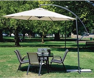 Coolaroo 90% UV Block Adjustable Freestanding Cantilever Umbrella with Two Position Tilt, 10' Round