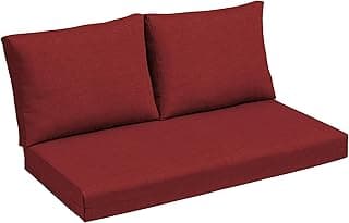 Arden Outdoor Loveseat Cushion Set, 48 x 24, Water Repellent, Fade Resistant, Cushion Set for Couch, Bench, and Swing 48 x 24, Ruby Red Leala