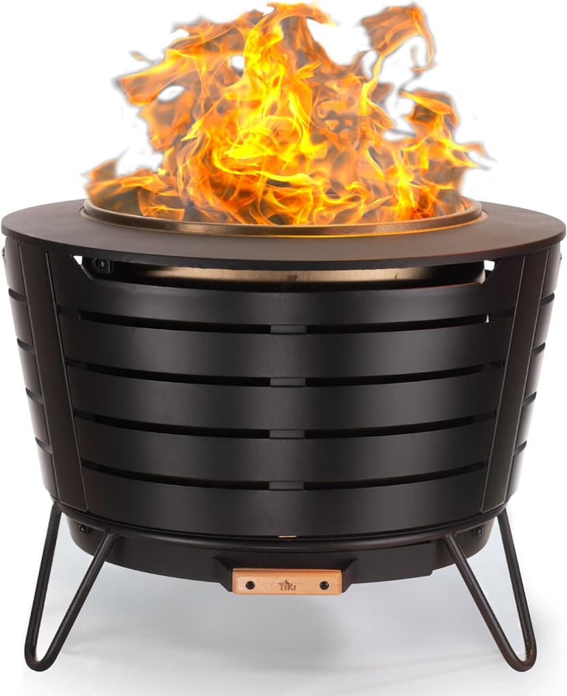 25-Inch Smokeless Patio Fire Pit, Wood Burning with Removable Ash Pan & Weather-Resistant Cover, Modern Black Design – Ideal Outdoor Smokeless Fire Pit for Backyard & Patio