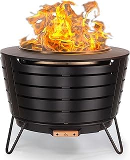 25-Inch Smokeless Patio Fire Pit, Wood Burning with Removable Ash Pan & Weather-Resistant Cover, Modern Black Design – Ideal Outdoor Smokeless Fire Pit for Backyard & Patio