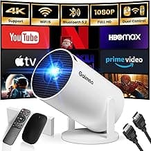 [Built-in App] Mini Projector 2025 Upgraded 1080P FHD 4K Support Projector with Mouse Portable Projector with WiFi and Bluetooth Auto Keystone HDMI/TV Stick/PS5/Laptop, with HDMI Cable & Mouse
