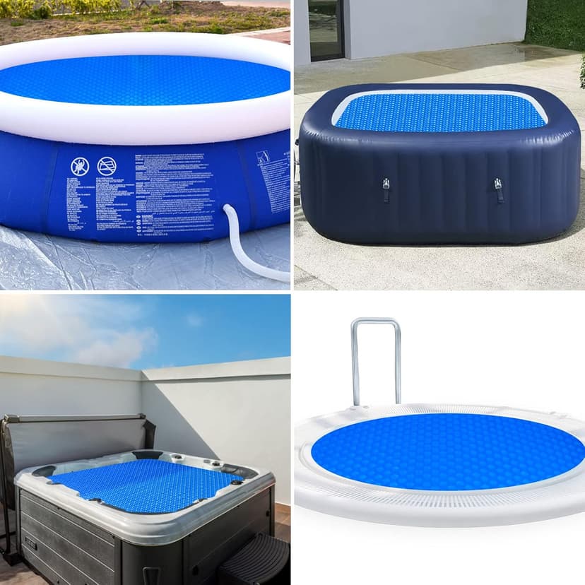 Solar Hot Tub Spa Bubble Cover Blanket for 6 7 Ft Square Inflatable Hot Tub Spa Pool Thermal Insulation Floating Bubble Wrap Covers Blankets(6 x 6 FT)