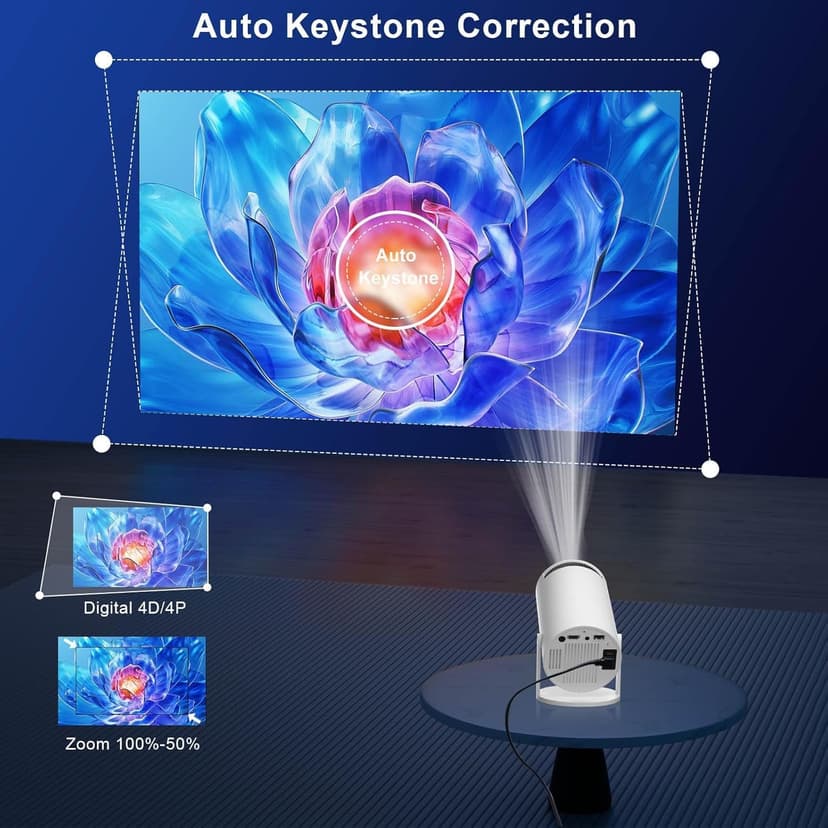 Smart 4K Projector WiFi Bluetooth - Salange HY300PRO Mini Projector Android 11.0, Short Throw Projector 1080P HD, 270° Adjustable, Auto Keystone Correction, Outdoor Movie Projector Portable [2025 New]