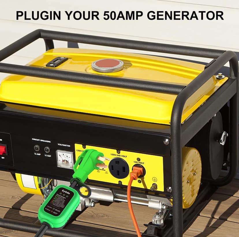 EyGde 50 Amp to 4 Prong 30 Amp Generator Adapter with Surge Protector - Patented NEMA 14-50P Twist Lock Male to L14-30R Female Plug, STW Cord with Circuit Analyzer for Generator