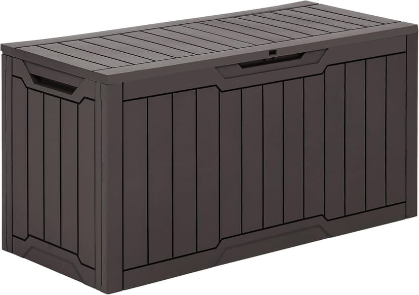 YITAHOME 80 Gallon Resin Deck Box, Weather Resistant Outdoor Storage Box, Lockable Indoor Outdoor Storage for Supplies and Essentials, Dark Brown