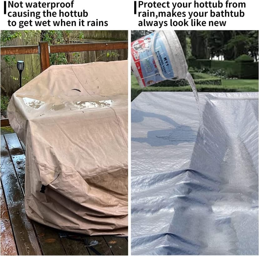 UCEDER Hot Tub Cover with Insulation170G Polyethylene Spa Cover Waterproof and UV Protection Hot Tub Sun Shield(76"x76"x35",Silver)