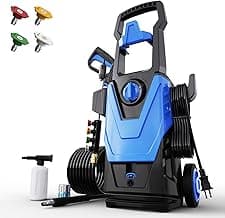 Electric Pressure Washer, 5000PSI 3.2 GPM Power Washer 2025 Upgraded with 55FT Cleaning Range, 4 Nozzles, Foam Cannon, High Pressure Cleaning Machine for Cars, Homes, Patios, Fences, Blue