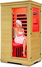 Far Infrared Home Sauna for 1 Person, 1050W Fast Heating & Energy-Efficient Indoor Sauna Room with Bluetooth Speaker, Canadian Hemlock Wood, Modular Setup - for Home Gym, Relaxation, Spa Lovers