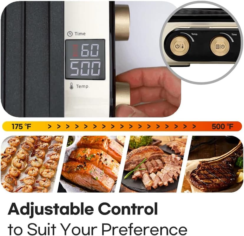 Smokeless Double Care Grill, Electric Indoor Tabletop Grill, Dual Heating, Fast Grilling, Portable, Nonstick, Adjustable Temperature, Ideal for K-BBQ