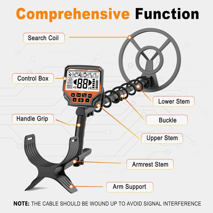 OMMO Metal Detector for Adults & Kids, 10" IP68 Waterproof Gold Detector with 6 Modes, Adjustable Stem & Headphones - 1800mAh USB C Rechargeable for Beach, Parks & Underwater Treasure Hunting