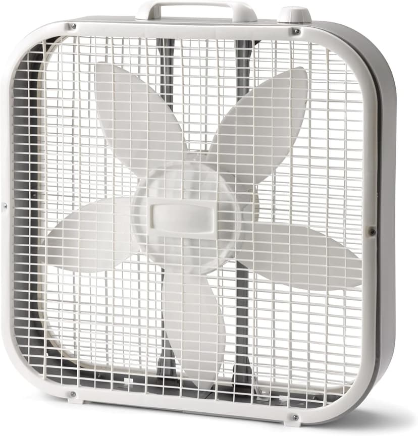 20" Classic White Box Fan – 3-Speed Adjustable, Weather-Resistant Motor, 22.5" Height, Model B20200 (New)