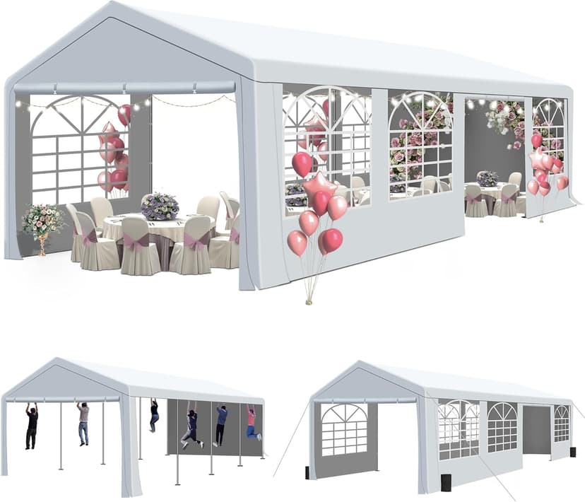 10' x 30' Canopy Party Tent & Carport - Heavy Duty Outdoor Wedding Gazebo with 4 Sand Bags, Event Shelter Canopy for Outdoor Event, Wedding, Birthday Party