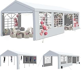 10' x 30' Canopy Party Tent & Carport - Heavy Duty Outdoor Wedding Gazebo with 4 Sand Bags, Event Shelter Canopy for Outdoor Event, Wedding, Birthday Party