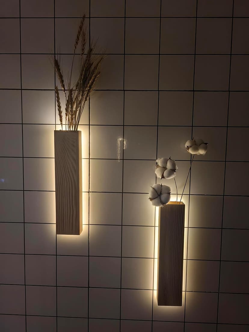 Artificial Eucalyptus with LED Lights Wall Planters Rustic Wall Decor with Lights Wall Sconces Fake Vines for Room Decor Home Bedroom Living Room Bathroom Hanging Vase for Dried Flowers Faux Plants